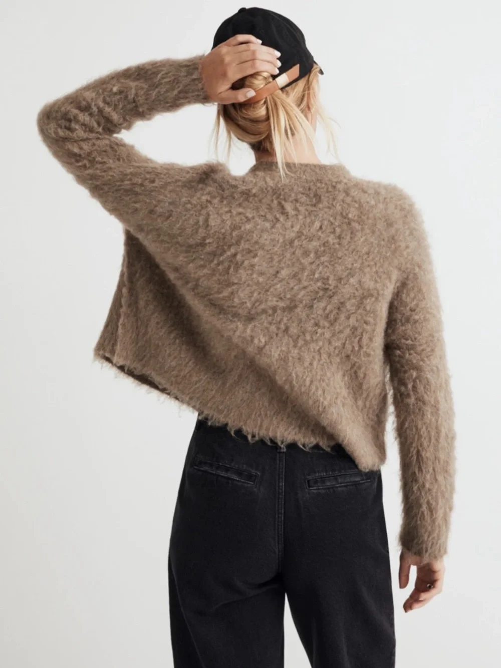 Madewell Brushed V-Neck Cardigan Sweater, Heather Mesquite, Size L